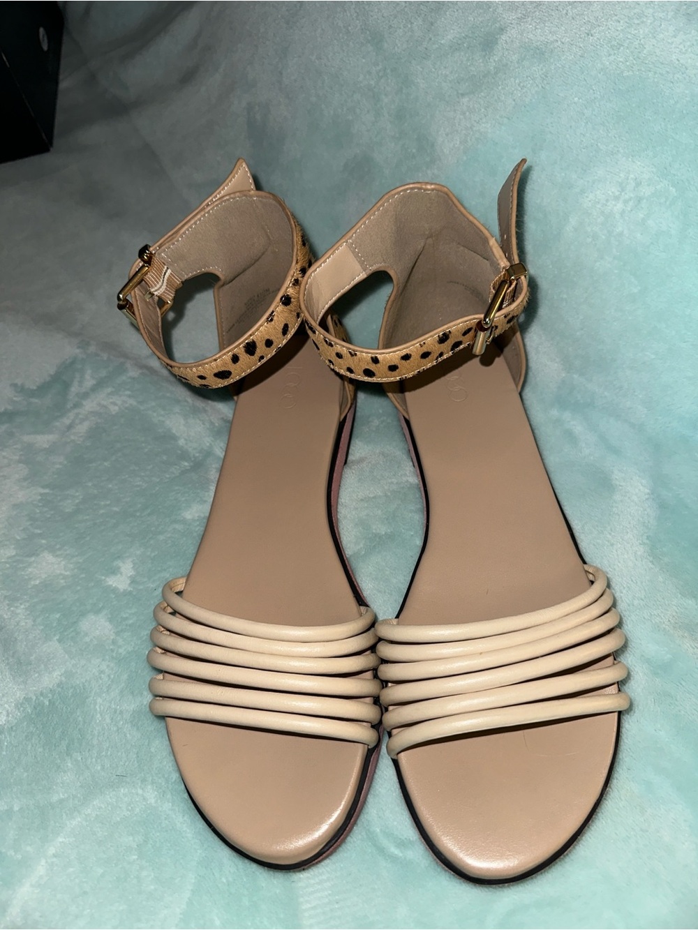 LOGO by Lorie Goldstein Beige Multi-Strap Ankle Strap Sandals